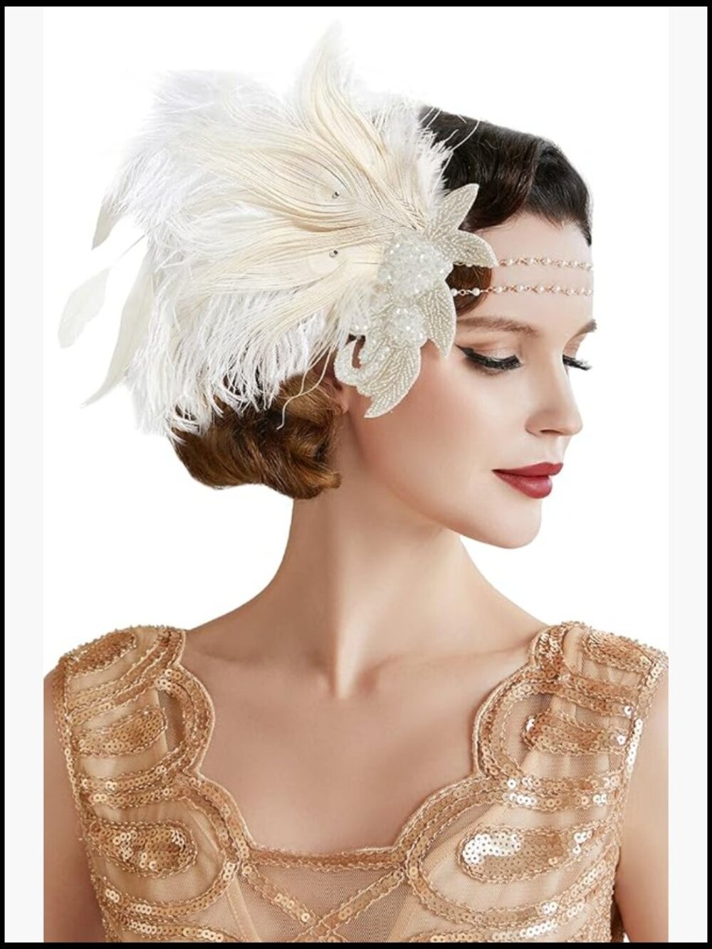 Art Deco Flapper Headpiece Feather Headband 1920s Gatsby Party Accessory
